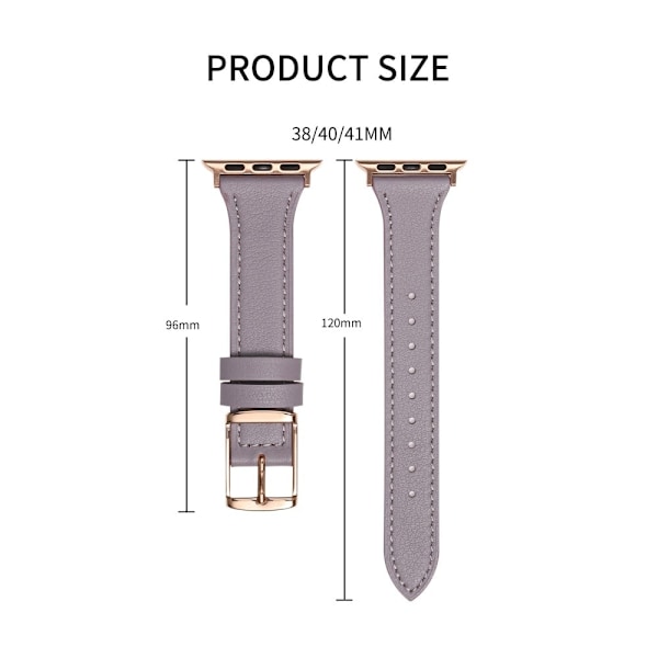 Apple Watch Series 8 (41mm) klockarmband i äkta läder - Grå Silvergrå