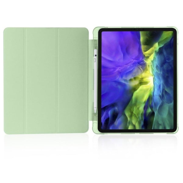 Tri-fold Stand Wake / Sleep Leather Tablet Case Shell med Pen Sl Green