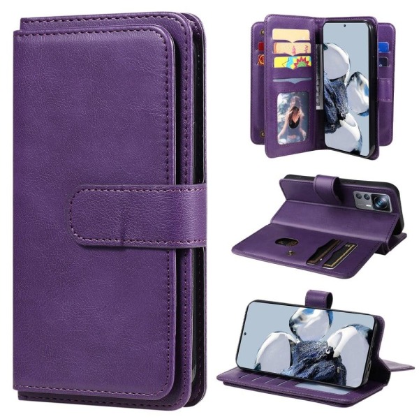 10-slot Lompakko Suojakotelo For Xiaomi 12T / 12T Pro / Redmi K50 Ultra - Violetti Purple
