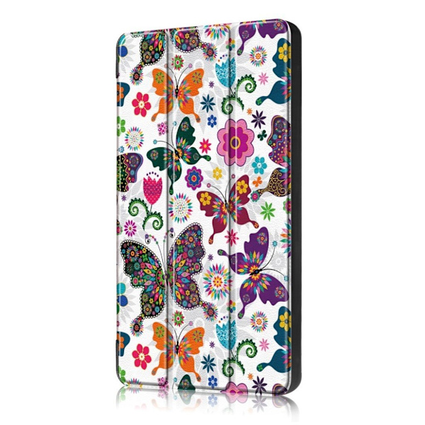 Amazon Fire 7 (2019) kolminkertainen nahkakotelo - Perhonen Multicolor