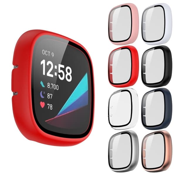 Fitbit Sense / Versa 3 mattakova suojus karkaistulla lasilla - Punainen Red