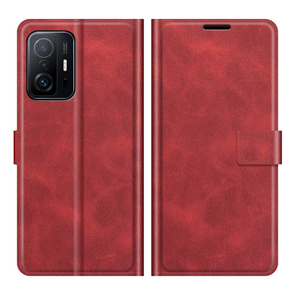 Hållbart konstläder Xiaomi 11T / Xiaomi 11T Pro fodral med plånbok - Röd Röd