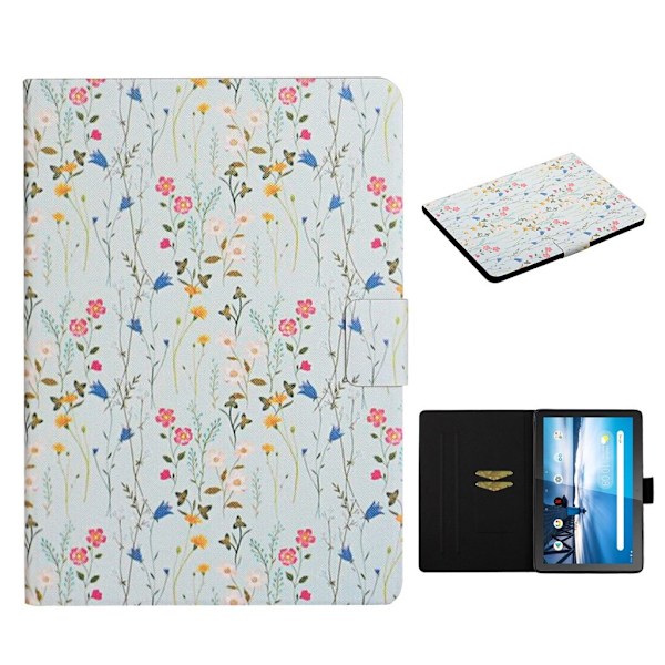Lenovo Tab M10 viileä kukka nahkakotelo - Punainen Kukka Multicolor