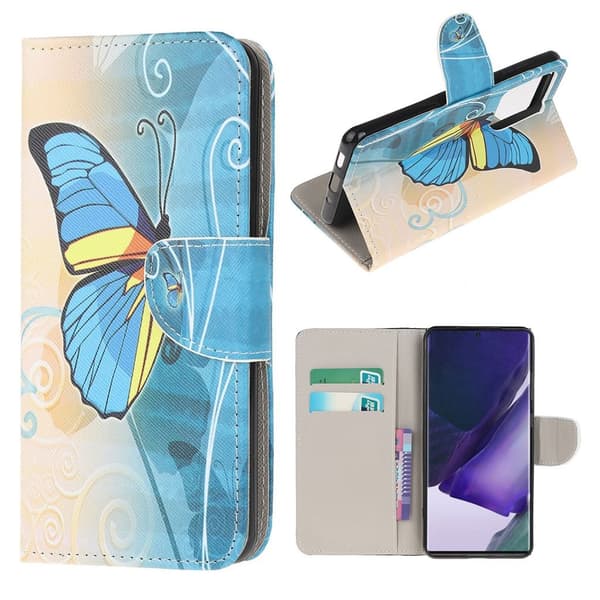 Wonderland Samsung Galaxy Note 20 Ultra veske - Blå sommerfugler Blue