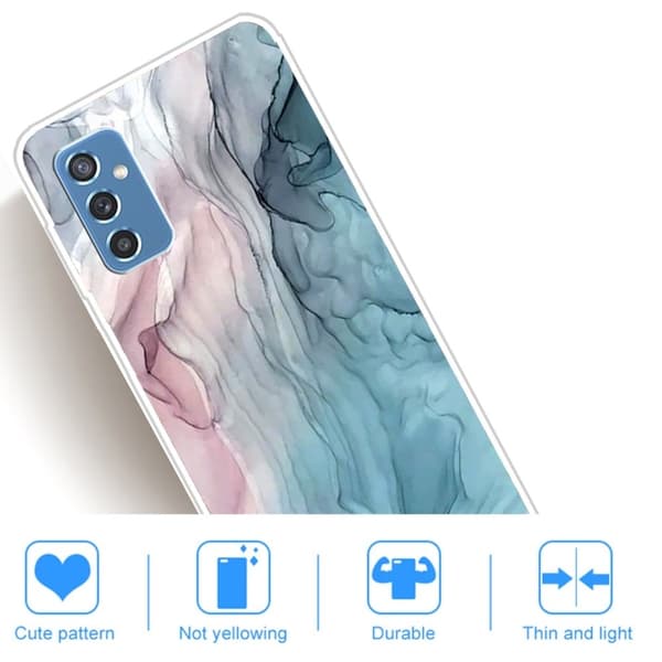 Marble Samsung Galaxy M52 5G Etui - Rose / Blå Klinkekule Multicolor