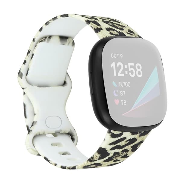 Vakkert mønster i silikonarmbånd til Fitbit Versa 3 - Snøleopard / Størrelse: S Multicolor