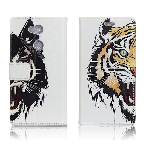 Sony Xperia L2 etui i læder med holder - Tiger Multicolor