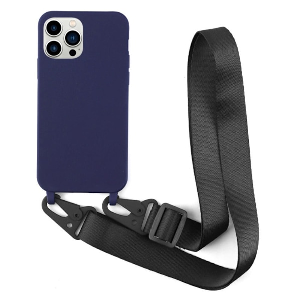 Ohut TPU-kotelo, jossa on mattapinta ja säädettävä hihna iPhone 13 Pro - Tummansininen Blue