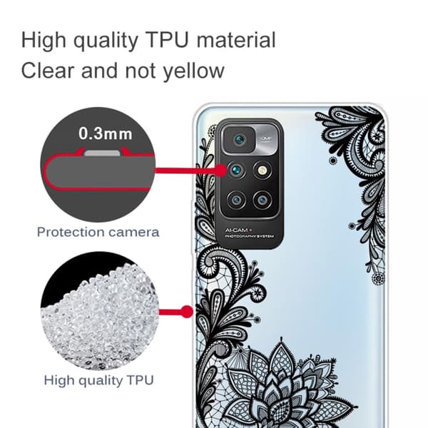 Marble Xiaomi Redmi 10 Prime / Redmi 10 Etui - Lace Blomst Black