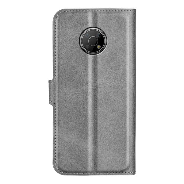 Hållbart konstläder Nokia G300 fodral med plånbok - Silver/Grå Silvergrå