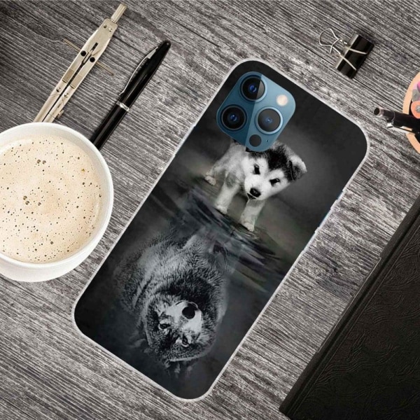 Deco iPhone 14 Pro Max skal - Hund Och Varg Silvergrå