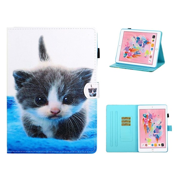 iPad 10.2 (2019) Stilfuldt mønstered læder flip etui - Kat Multicolor
