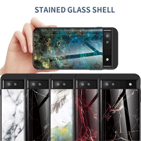 Fantasy Marble Google Pixel 6a Suojakuori - Musta Marble Black