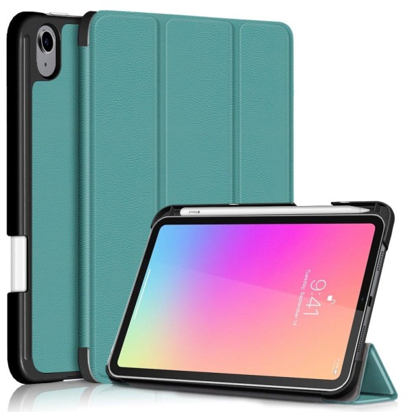 iPad Mini 6 (2021) slim tri-fold PU leather flip case with pen s Green
