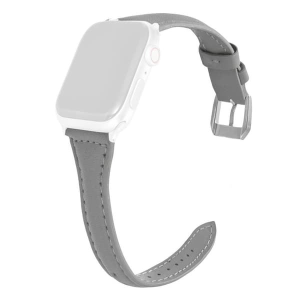 Apple Watch Series 6 / 5 44mm enkel læderurrem - Grå Silver grey