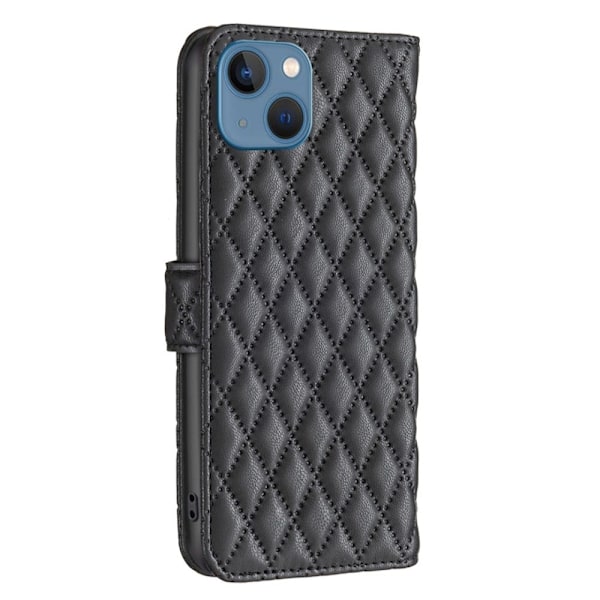 Rombemønster, matt flip-deksel for iPhone 13 - Svart Black
