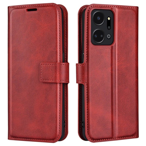 Hållbart konstläder Honor X7a fodral med plånbok - Röd Röd