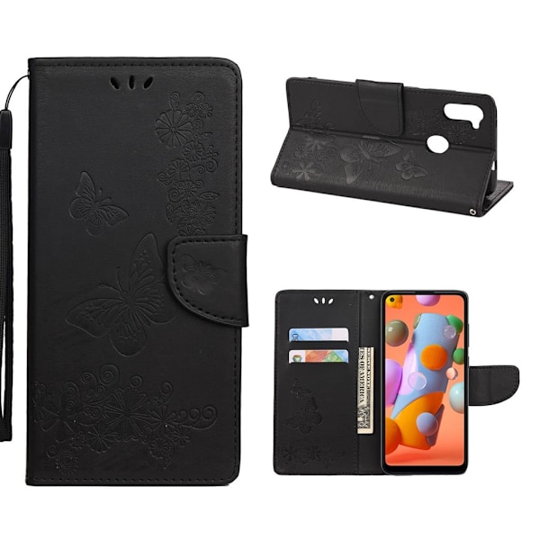 Butterfly läder Samsung Galaxy A11 fodral - Svart Svart