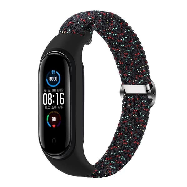 Xiaomi Mi Band 7 / 6 / 5 elastinen nailon kellonhihna - Starlight Musta Black