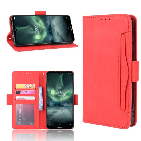 Stilfuldt Læder Etui med Pung til Nokia 7.2 / 6.2 - Rød Red