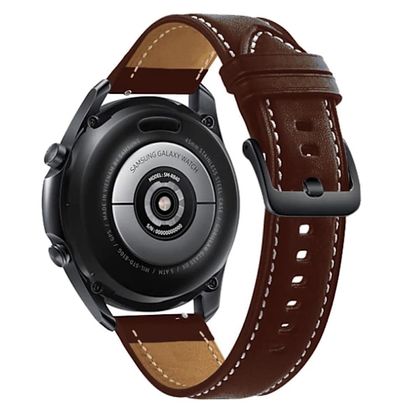 20 mm Universal klockarmband i äkta läder med svart spänne - Kaffe Brun