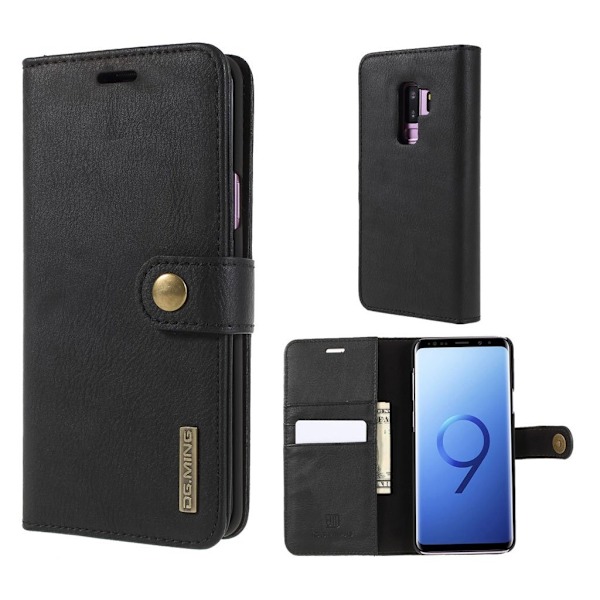 DG.MING Samsung Galaxy S9 Plus 2-in-1 Wallet kotelot - Musta Black