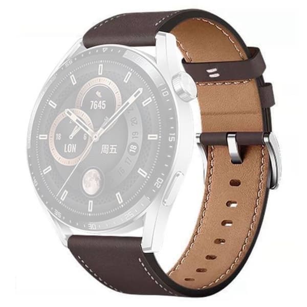 22 mm universellt läderarmband för klockor - justerbart ersättningsarmband - Kaffe Brun