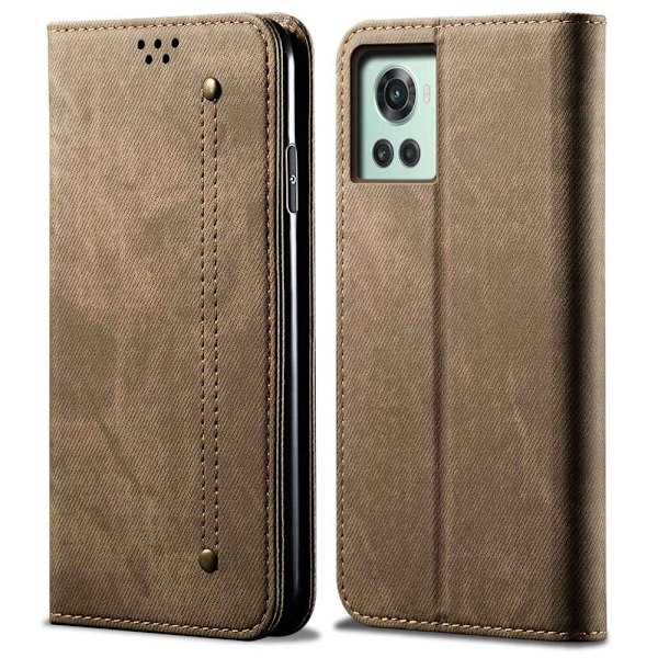 Jeans OnePlus 10R / OnePlus Ace flip case - Khaki Brown