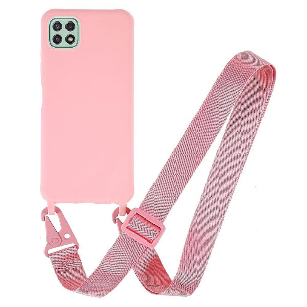 Tunt TPU-fodral med matt yta och justerbar rem för Samsung Galaxy A22 5G - Rosa Rosa