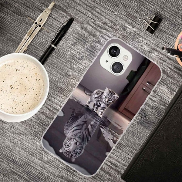 Deco iPhone 14 Plus kotelot - Kissa Silver grey