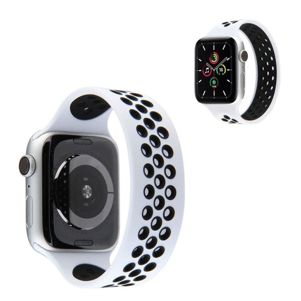 Apple Watch Series 6 / 5 40mm dobbeltfarvet silikoneurrem - Sort / Hvid / Størrelse: S White