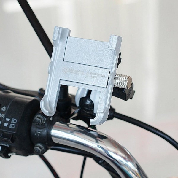Universal motorcycle handlebar car phone holder - Silver Silvergrå