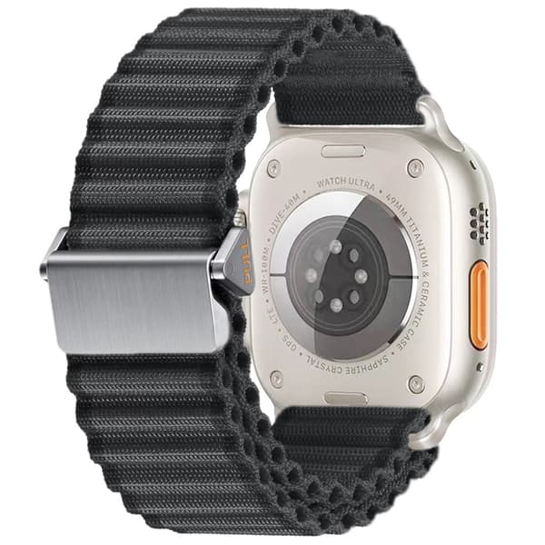 Apple Watch Series 49mm - 45mm - 44mm - 42mm Bølget tekstur nylonrem - Sort Black