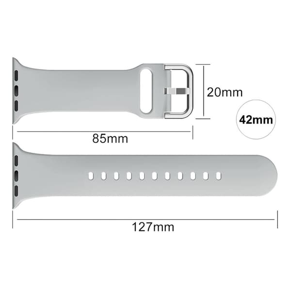 Apple Watch Series 8 (45 mm) enkel silikonerem - Lysegrå Silver grey