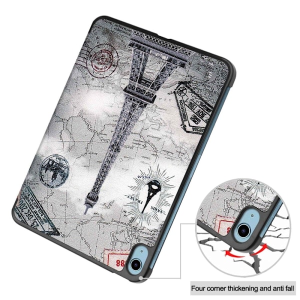 iPad 10.9 (2022) kolmiosainen nahkakotelo - Torni Silver grey