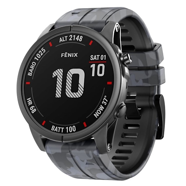 22 mm klockarmband i silikon för Garmin- och Coros-klockor - Kamouflagegrått Silvergrå