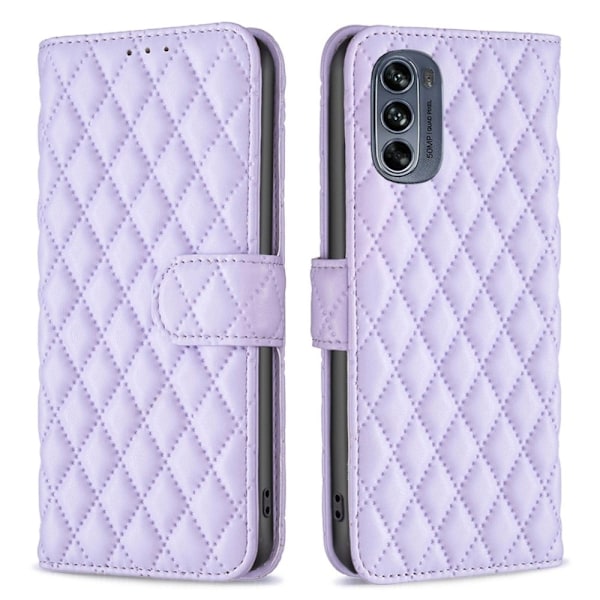 Rhombus mat Motorola Moto G62 5G flip etui - Lilla Purple
