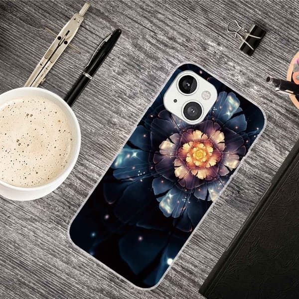 Deco iPhone 14 Plus deksel - Gylden Blomst Black