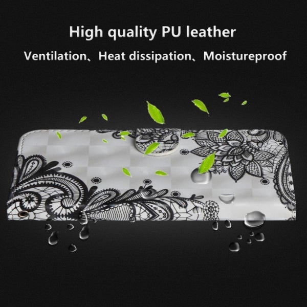 Huawei P20 Pro Läderfodral med mönster - Spets Mönster Svart