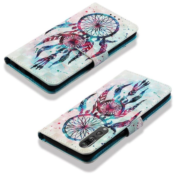 Huawei P30 vaalea piste koriste nahkainen flip Suojakotelo - Vär Multicolor