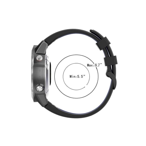 Bi-farvet silikone-urrem til Garmin Fenix 6 / 5 - Sort / Blå Black