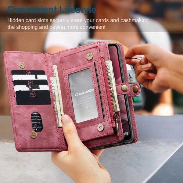 CaseMe Samsung Galaxy A12 5G Zipper Lompakko - Punainen Red