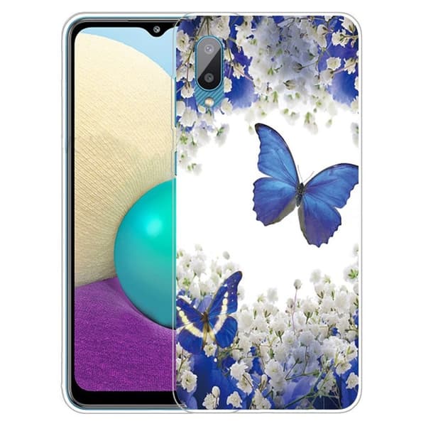 Butterfly läder Samsung Galaxy M02 / Samsung Galaxy A02 fodral - Blå Blå