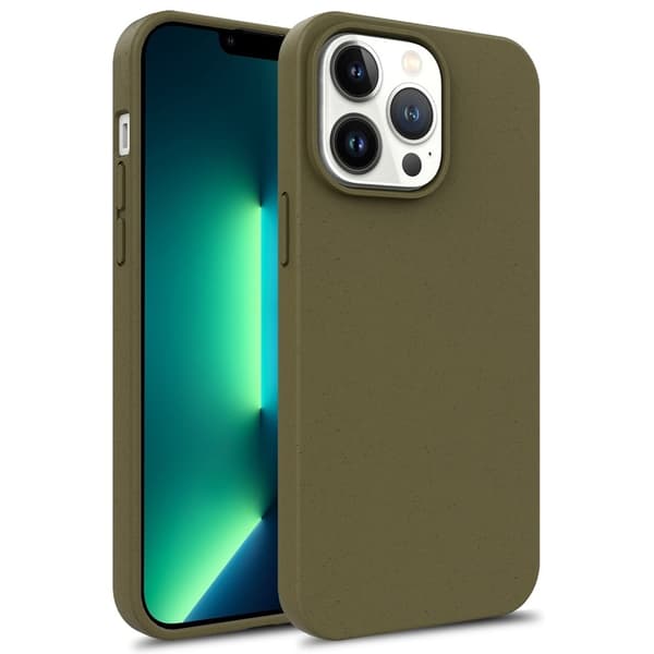 For iPhone 16 Pro Max-etui Bionedbrytbart hvetestrå + TPU hybrid telefondeksel - Svartgrønn Green