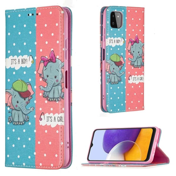 Wonderland Samsung Galaxy A22 5G flip etui - Elefant Multicolor