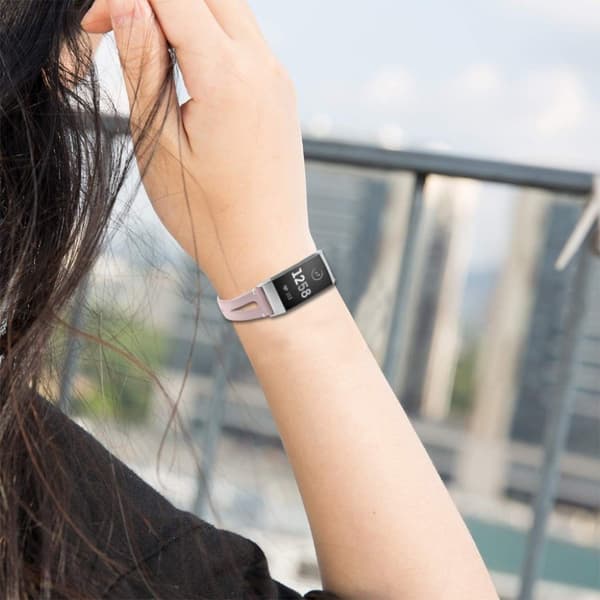Fitbit Charge 3 aito nahkainen ranneke - Pinkki Pink