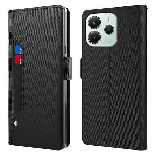 Xiaomi Redmi Note 14 5G etui med makeup-spejl i smart design - Sort Black