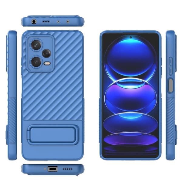 Skyddande reptåligt Xiaomi Redmi Note 12 Pro skal med stativ - Blå Blå