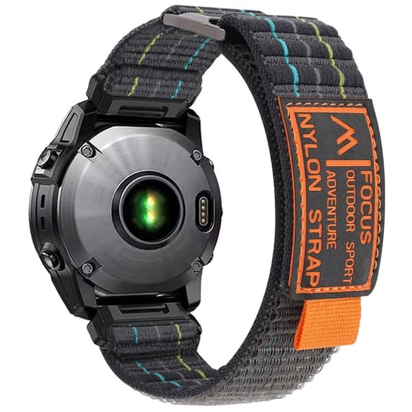 26 mm klockarmband Garmin Fenix 8 51 mm / Enduro 3 / Instinct 2X Magic Tape Nylon Strap - Mörkgrå Silvergrå