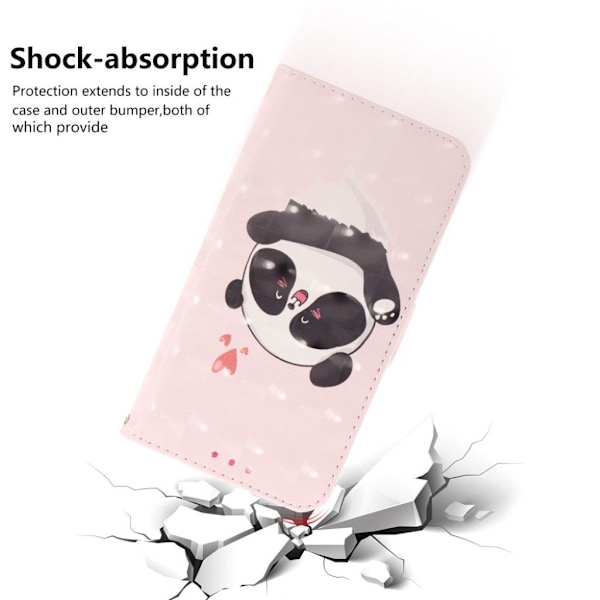 Samsung Galaxy A50 kuviollinen  nahkainen suojakotelo - Panda ja Sydämet Multicolor